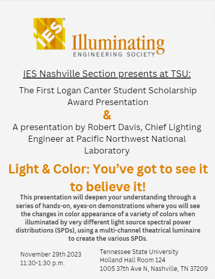 IES Nashville Section - Light and Color and First Logan Canter Scholarship Award
